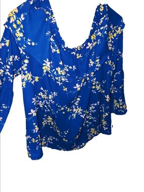 Sienna Sky Royal Blue Floral Scoop Neck Blouse